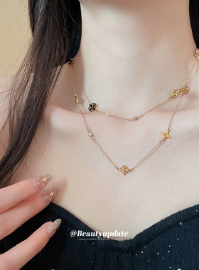 18k真金电镀花朵项链轻奢高级感