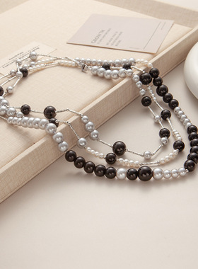 倪妮同款古着高级感颈链长款双层