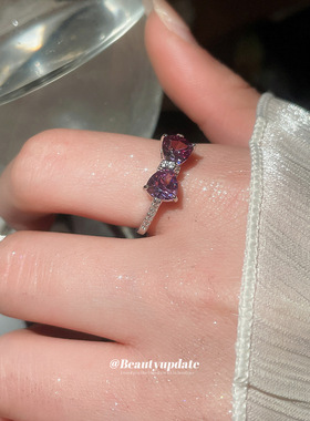 韩系锆石蝴蝶结开口戒指精致甜美