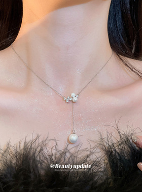 法式优雅极简风锆石几何珍珠流苏