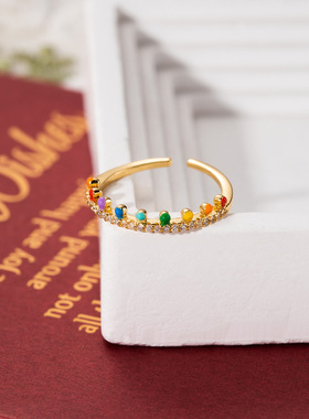 法式浪漫珐琅彩马卡龙开口简约小