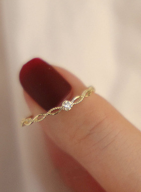 麻花小钻戒指女轻奢小众设计感