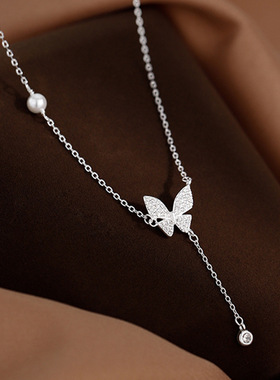 满钻流苏蝴蝶项链2024年新款潮