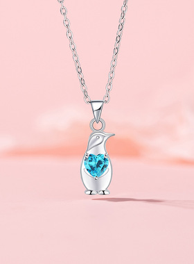 原创设计爱心企鹅项链女轻奢时尚