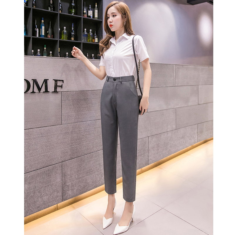 女职业小脚黑色高腰西装裤 衣品饰卫西装裤/正装裤
