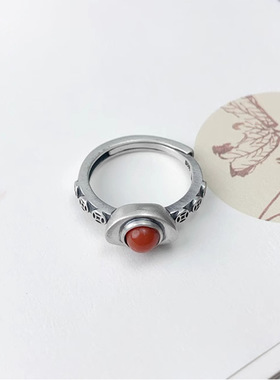 新品中国风南红金钱元宝戒指转运