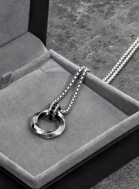 镀S925银莫比乌斯环项链男士复古