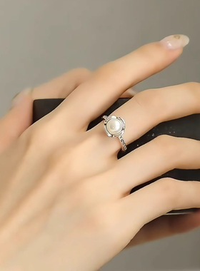 925镀银淡水珍珠花苞戒指