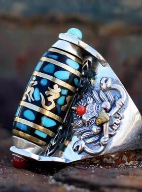 新品新款九眼天珠戒指藏式夔牛大