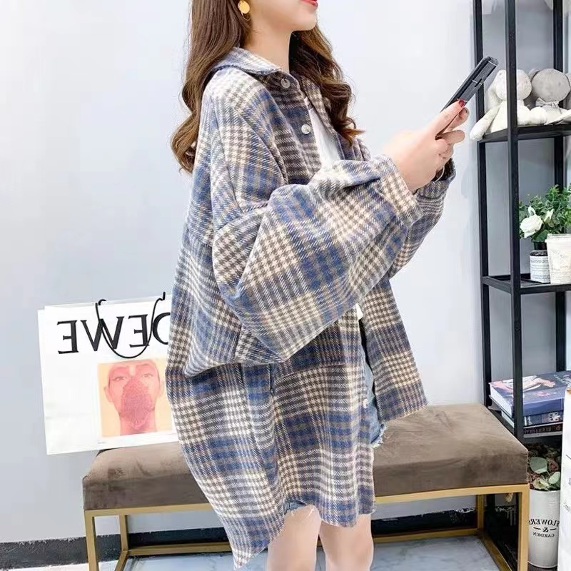扬盈加厚格子休闲女款外套衬衫