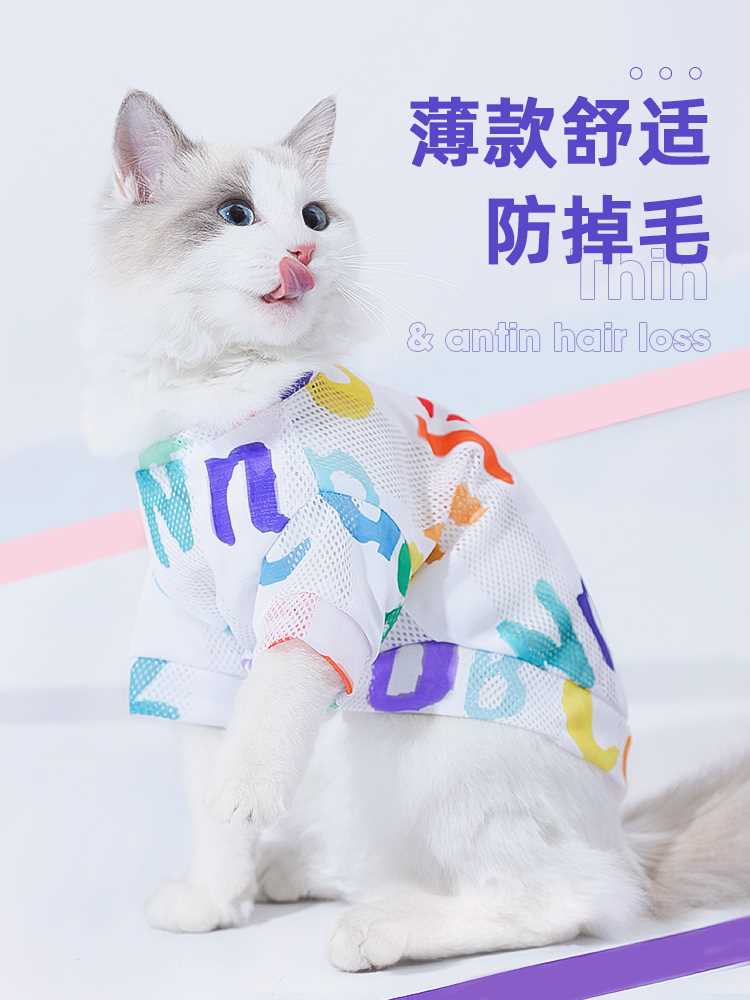 猫咪衣服秋装防掉毛轻薄背心英短布偶夏季防脱毛小猫宠物猫猫薄款 - 图1