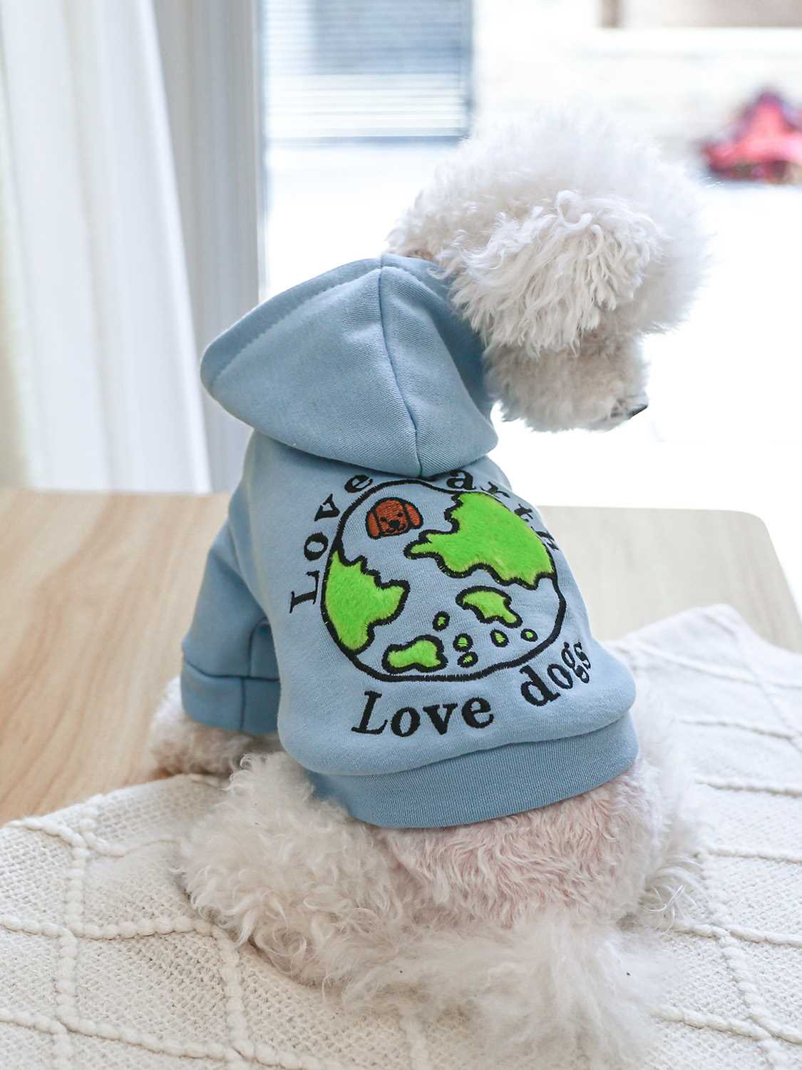 PETCIRCLE 宠物小狗狗比熊衣服卡通卫衣猫咪小型犬休闲蓝色两脚衣 - 图1