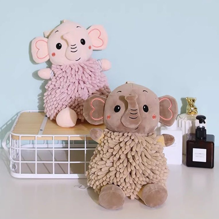 可爱擦手巾雪尼尔加厚吸水毛绒大象公仔挂式毛巾儿童卡通擦手帕,淘宝优惠券,粉丝福利购,淘宝优惠卷