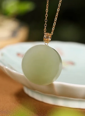 端午节礼物S925银镶和田玉安居乐业吊坠国风职场女性轻奢首饰