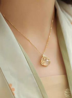 平安如意锁项链女小众设计感