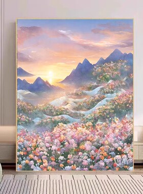 瑰丽山河中式风景装饰画仿油画小众高级感唯美大气卧室客厅摆挂画