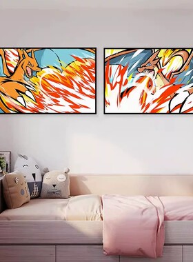 宠物小精灵神奇宝贝宝可梦装饰画卡通动漫口袋妖怪卧室客厅摆挂画