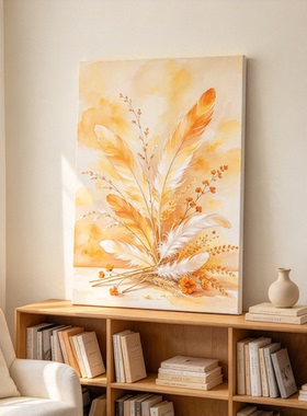 暖色系昏黄花卉装饰画温馨仿油画风景治愈系高级感卧室客厅摆挂画