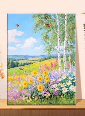 春暖花知风景装饰画小清新阳光唯美治愈成品仿油画卧室客厅摆挂画