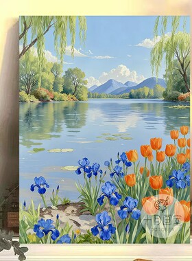 多巴胺花海装饰画治愈系仿油画风景唯美小清新氛围卧室客厅摆挂画