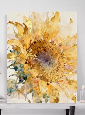 抽象花卉向日葵装饰画成品仿油画唯美高级感欧式风卧室客厅摆挂画