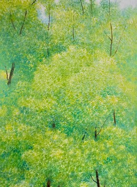 绿色装饰画小清新朦胧仿油画成品简约高级感治愈系卧室客厅摆挂画