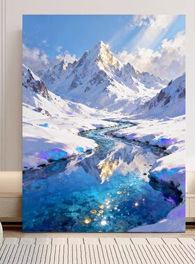 日照金山水装饰画成品仿油画风景自然唯美高级感卧室客厅玄关挂画