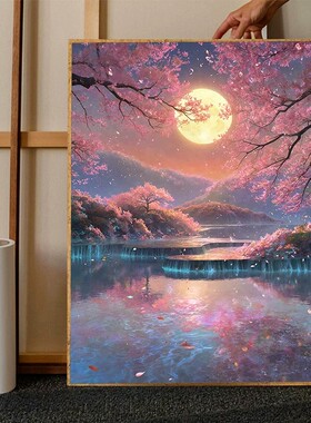 中国风古风景装饰画唯美小众梦幻高级感仿油画艺术卧室客厅摆挂画
