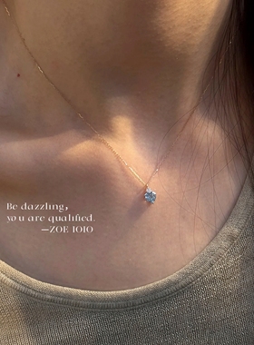 S925纯银蓝色爱心吊坠项链