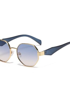 新款墨镜高级感女个性摩登方框多边形金属太阳镜防紫外线太阳眼镜