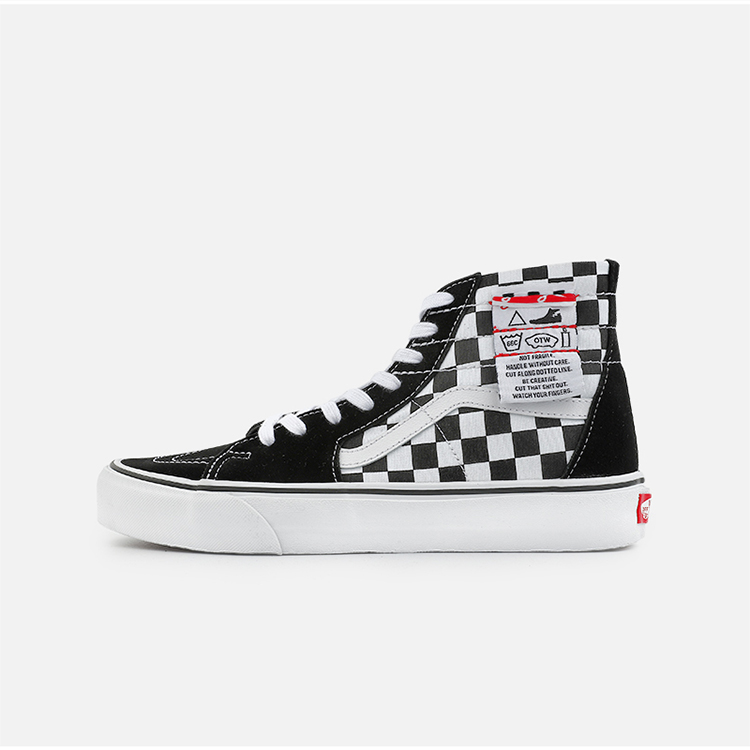 VANS/范斯官方正品男女鞋 SK8-HI 棋盘格裁剪春夏帆布滑板鞋 - 图0