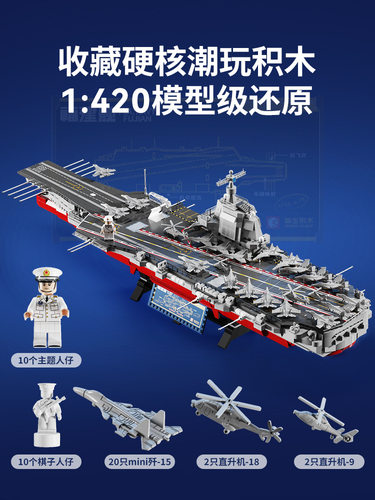 森宝积木福建舰003号航母模型积木拼装玩具山东舰纪念品航空母舰 - 图2