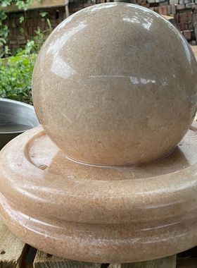 石雕流水球门柱圆球汉白