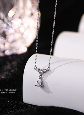 水滴项链925银轻奢十字链女锆石