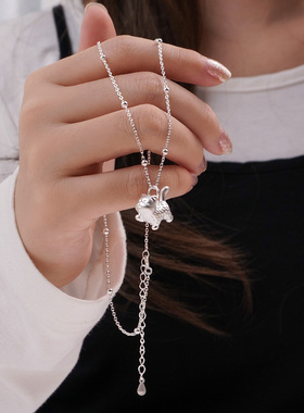 S999纯银傲娇猫咪吊坠项链