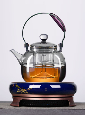 迈丰丨陶瓷合金电陶炉煮茶器耐高温玻璃煮茶壶煮茶炉烧水泡茶季蓝
