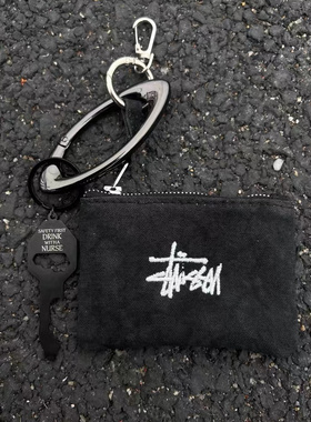 Stussy自主钥匙顶男刺绣零钱包