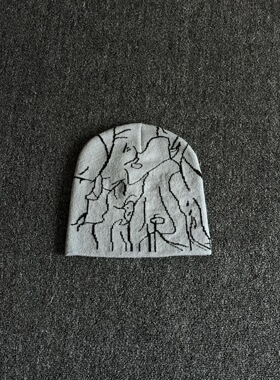 DFDG中古Vintage美式复古速写做旧针织帽百搭质感男女款保暖冷帽