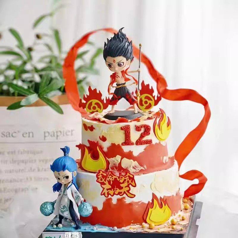 网红哪吒敖丙蛋糕装饰摆件魔童哪咤主题风火轮混天绫生日插件插牌,淘宝优惠券,粉丝福利购,淘宝优惠卷