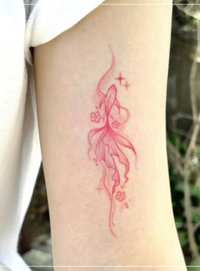 好运锦鲤 彩色纹身贴纸女男防水持久遮疤腿部锁骨手花臂高级感
