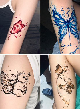 红色海娜手绘膏纹身膏纯植物印度进口tattoo防水持久海纳人体彩绘
