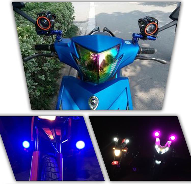 电动摩托车改装大灯超亮led外置爆闪彩灯强光远光灯激光炮U7射灯 - 图2