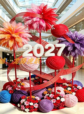 2027新年烟花球仿真花网红打卡