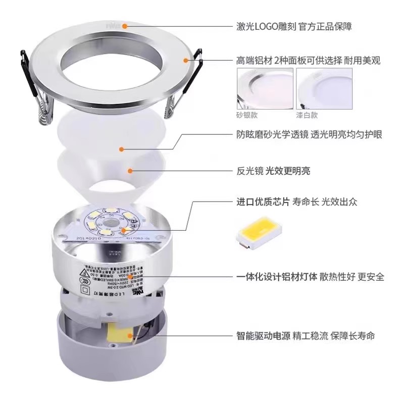 雷士led筒灯嵌入式孔灯客厅家用铜灯5w7w吊顶天花板桶灯开孔7.5cm-图2