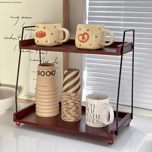 Retro solid wood multi-function storage rack