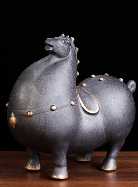 陶瓷唐马摆件十二生肖招财将军马