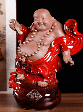 陶瓷笑佛弥勒佛摆件中式家居