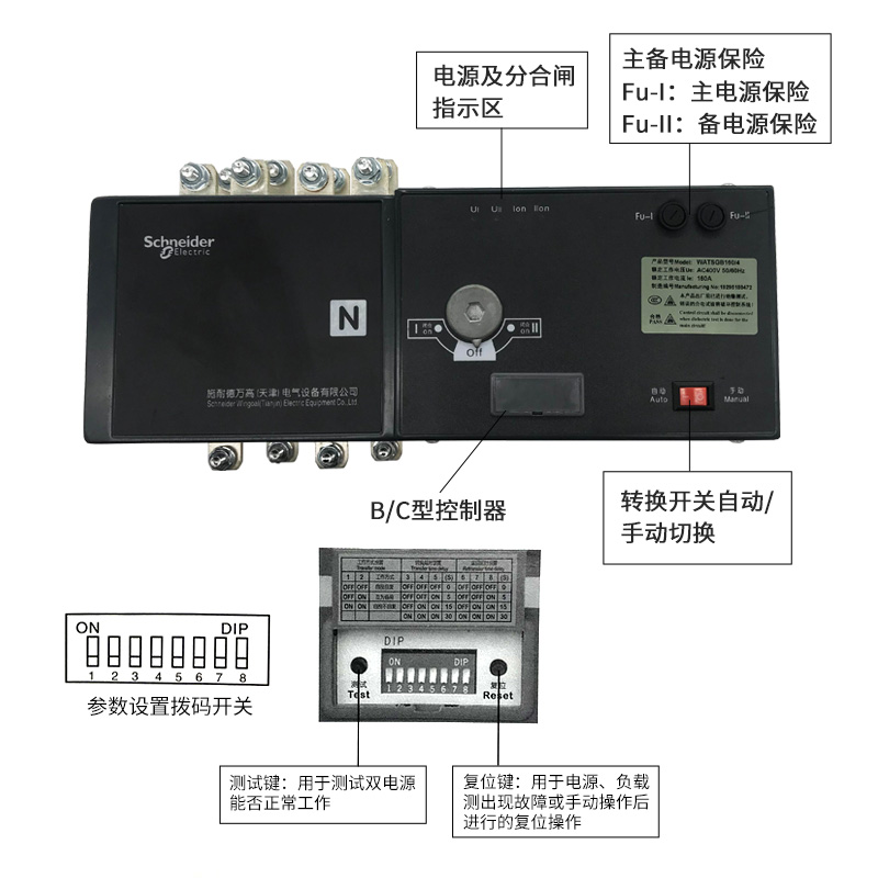 施耐德万高双电源自动转换开关WATSGA-4P63A100A250A630A切换开关