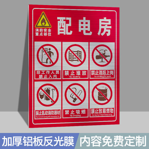 配电房生产车间重地消防安全重点部位警示提示牌标识牌铝板反光标志牌全套有限空间职业危害警示牌支持定制 - 图0