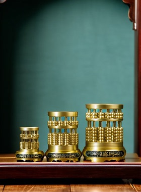 黄铜算盘笔筒纯铜中式摆件